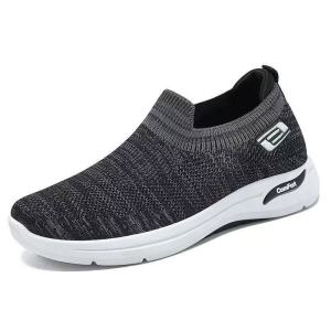 Mens Casual Shoes Mesh Sneakers For Men Slip on Men Rubber Black Soft Shoes Lightweight