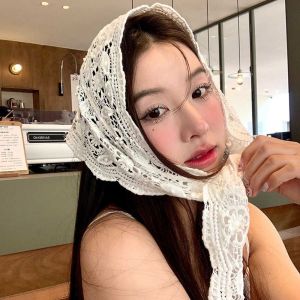 YATRN Fake Collar Lace Shawl Cape White Hip Scarf Elegant Cloak Lace Triangle Scarf Women