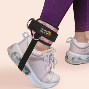 Adjustable D-Ring Ankle Straps for Leg Strength and Cable Machine Workouts with Buckle Support