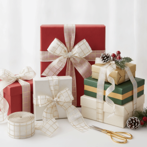 OOG DIY Christmas Bow Ribbon Decorative Handmade Bow Decorative Webbing Garland Bow Materials Xmas Bows Christmas Wrapping Ribbon Gift Wrapping
