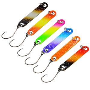 6x Fishing Lures Baits Tackle Colorful Fishing Spoon Metal Spoon-Bait Fishing Tackle Fishing Accessories for Trout-Perch