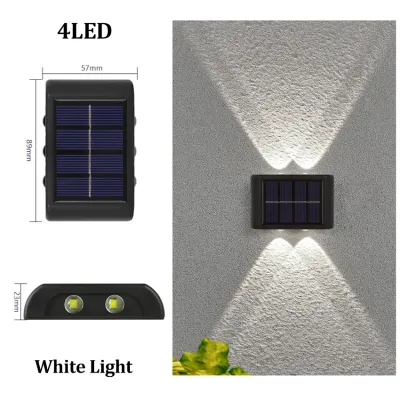 Vimite 4LED Solar Wall Light Outdoor Waterproof Automatic Sensor Spotlight Warm White Garden Lamp for House Fence Street Balcony Christmas Decor Lighs