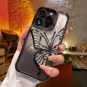 Casing Luxury Glitter Phone Case Butterfly Quicksand Transparent Case For iphone 15 14 13 12 11 Pro Max Case Mewah plating Gradient Glitter Pasir Hisap Dengan Pelindung casing