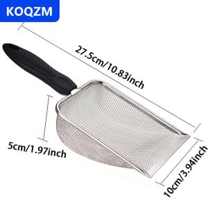 [COD] KOQZM Vật nuôi làm sạch công cụ thép không gỉ Phân xẻng Net mèo xả rác xẻng loài bò sát thằn lằn cát xẻng lưới màn hình phân muỗng