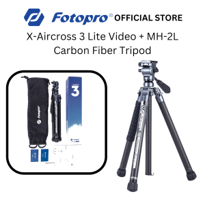 Fotopro X-Aircross 3 Lite Video Carbon Fiber Tripod with MH-2L Fluid Video Head (Slate Gray)