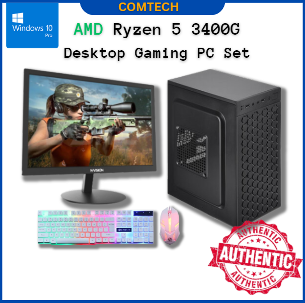 Desktop PC Set AMD Ryzen 5 3400G 16GB RAM 512GB SSD 19 Inch