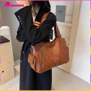 Crossbody Bag for Women with Multi-Pockets Messenger Bag PU Leather with Zipper Trendy Retro Handbag for Work Travel