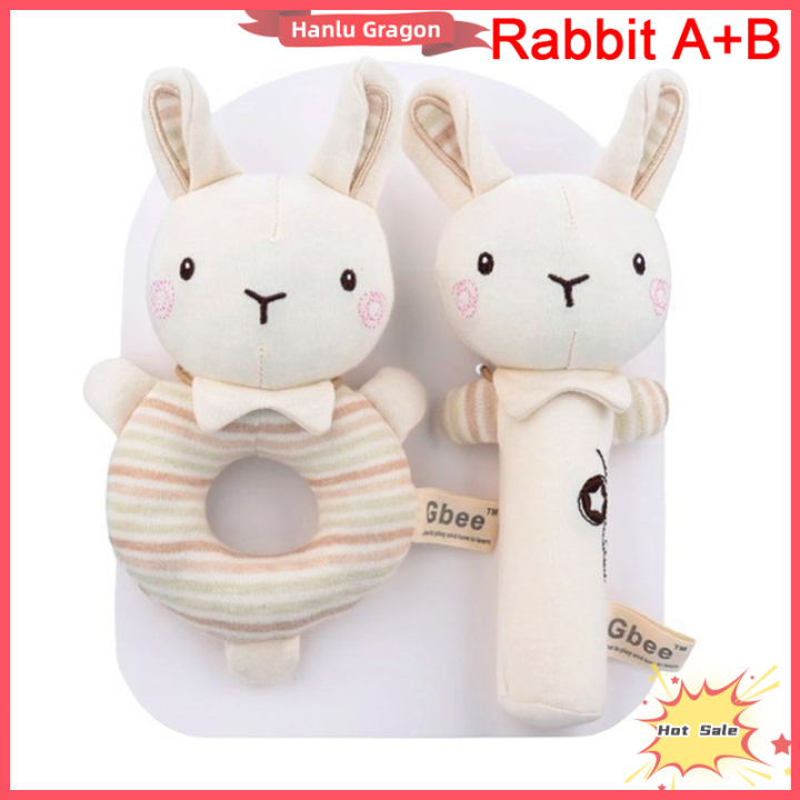 Hanlu Baby Rattles Soft Cartoon Cute Plush Animal Toys Child