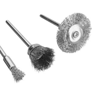 (Siêu rẻ) Chổi đánh rỉ sét mini chén/bút/đĩa trục 3mm lắp máy khoan nhiều kích thước