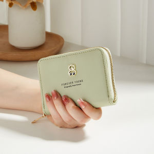 Xixi đơn giản dễ thương thời trang dây kéo ngắn gấu ví cho phụ nữ