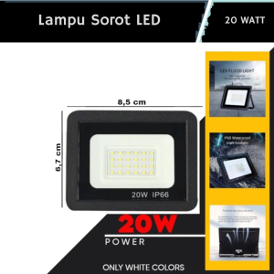 Lampu Tembak LED Sorot 20 Watt - Outdoor Waterproof Cahaya Terang untuk Taman & Jalan SNI Certified