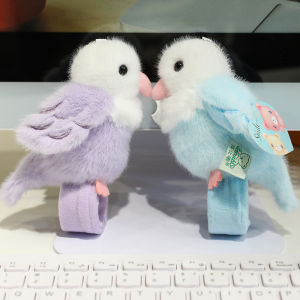 11cm Cute Parrot Cosplay Animal Slap Snap Wrap Wrist Bracelet Plush Bird Hand Ring Toys Parakeet Hand Puppet Funny Gifts