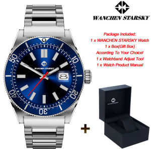 WANCHEN STARSKY Business Stainless Steel Watch Calendar Quartz Watches Waterproof Mens Luxury Watch