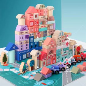 KTPH 115pcs Wooden City Building Blocks