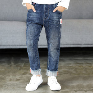 IENENS Kids Children Fashion Denim Clothing Long Pants Boys Slim Jeans Young Boy Casual Clothes Trousers Bottoms Elastic Waist Pants