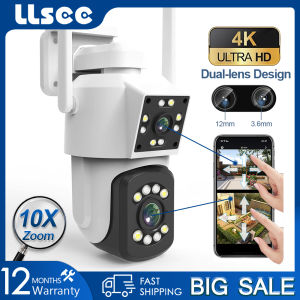 LLSEE CCTV WIFI camera 4K 8MP 10X zoom PTZ outdoor surveillance camera IP security camera two-way call color night vision AI mobile tracking