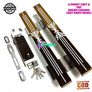 1set lock body kunci dan 2buah gagang handle pintu rumah minimalis pilihan panjang 33cm 45cm dan 60cm bahan stainless untuk pintu depan dan kamar untuk pintu depan dan kamar daun pintu1