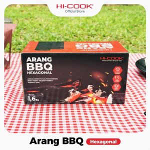Hi-Cook Arang Briket BBQ Hexagonal Premium Quality 1 Box Berat 16 Kg