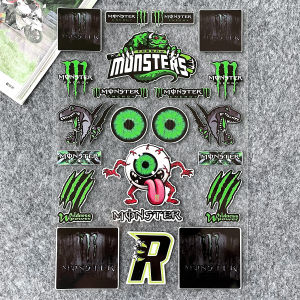 Decal Motorcycle Helmet Decoration Stickers Red Monster Energy Reflective and Waterproof Sticker  Decal Accessories