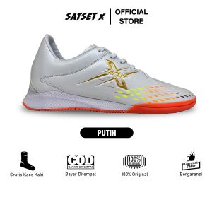SATSET X Sepatu Futsal Jagabaya Pro In Putih Sol Orange