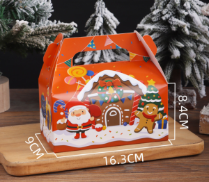 ถุงไทย กล่องของขวัญ กล่องขนม กระเป๋าหูจับ ใส่ของชำร่วย ลายคลิสมาส ขนาดใหญ่