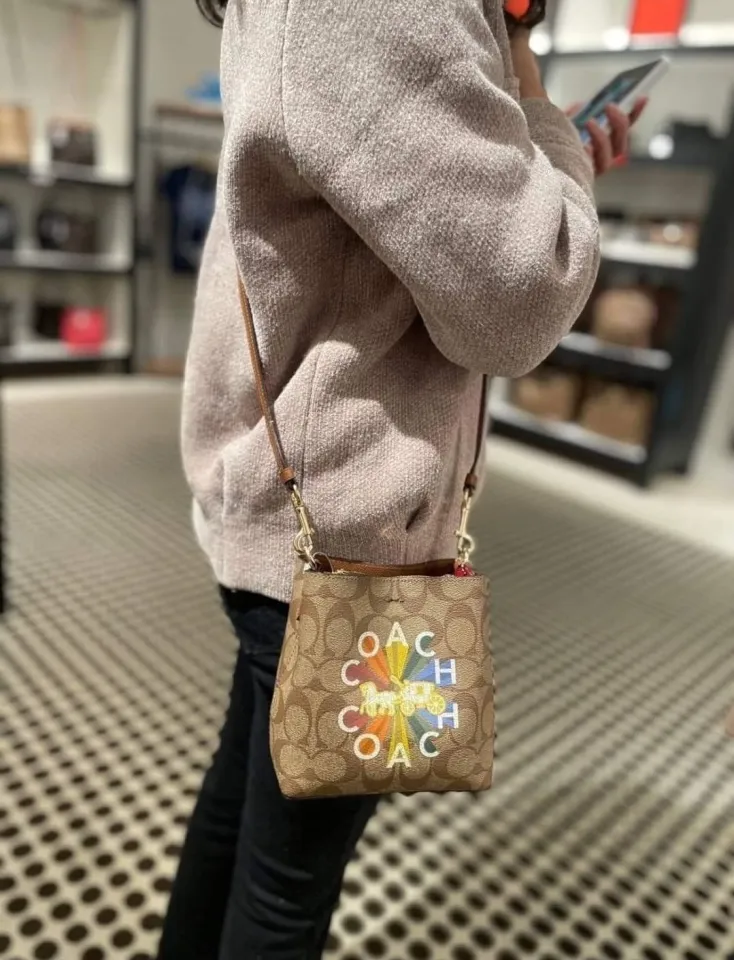 Coach Mini Town Bucket Bag In Signature store Canvas With Coach Radial Rainbow