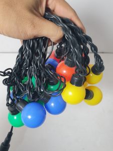Dây bóng led trang trí 5m không chớp 20 bóng trắng bi nhiều màu D35 nhựa ánh sáng nhiều màu
