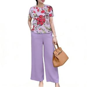 Women Korean Sleeveless Floral Embroidered Tank Top & Loose Pants Casual 2-Piece Terno Set 2314