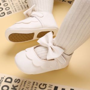 Princess Baby Shoes Bow-knot Cute Infant Toddler Soft Sole Shoes for Baby 1 Year Old White Pink Gold Leather Shoes