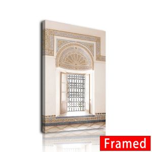 Astrdecor Islamic poster beige wall art canvas painting with frame