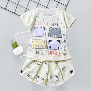 Stelan Baju Anak Perempuan Bermotif Lucu Lengan Pendek Usia 3 Bulan Sampai 5 Tahun Bahan Katun