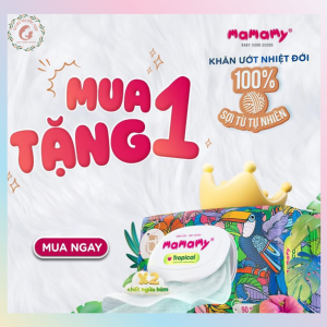 [MUA 1 TẶNG 1] Khăn ướt Mamamy Tropical 60/90 tờ - 100% sợi tự nhiên ngừa hăm rôm sảy kháng khuẩn giữ ẩm cho bé