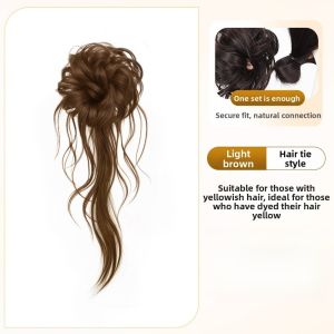 THANKSKY Trông tự nhiên Búi tóc lộn xộn phong cách Tổng hợp Có râu dài Dây buộc tóc kiểu scrunchy Đa năng Đa lớp Tóc nối đuôi ngựa mềm mại dành cho phụ nữ