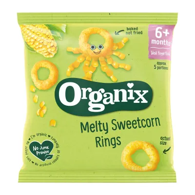 Organix Finger Foods Organic Sweetcorn Rings Baby Food Snack
