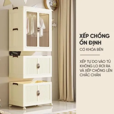 Tủ quần áo gấp gọn cho bé 2 cánh mờ 2 tầng/ 3 tầng/ 4 tầng .