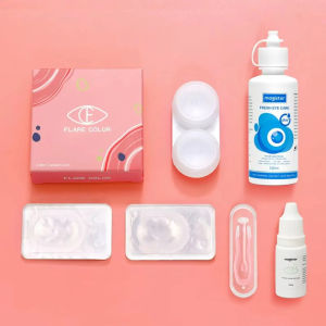 【-1.00~-10.00】FlareColor Clear Contact Complete Set Solution Graded Comfortable Contact Semi-Annual 14.2mm Cosmetic Soft Daily 1Pair=2Pcs - FDA Approved & COD