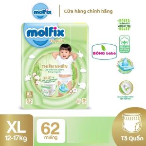 Bỉm Molfix bỉm quần thiên nhiên an toàn bông tự nhiên - Ultra XL (12kg-17kg) - Gói 62 miếng