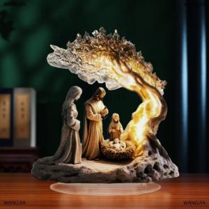 [COD] WANGJIA Easter Nativity Scene Figurine Tabletop Decor Nativity Figurines Set Home Decoration