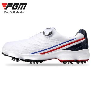 PGM Mens Golf shoes for men and males for sports | Sneakers for Golf sports | Wide version of the soles Removable and replaceable shoes spikes Rotating button shoelace wide sole | Non-slip waterproof breathable