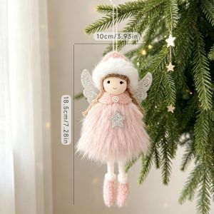 CHUN053634 Chất liệu nhung mềm mại Đồ trang trí thiên thần Giáng sinh Đôi cánh mềm mại Tư thế ngồi Búp bê thiên thần bằng vải mềm Vui vẻ Chi tiết khuôn búp bê Trang trí cánh tiên Trang trí cây thông Noel
