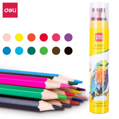 Bút chì màu gốc dầu/gốc nước dạng cốc Deli - bút chì màu học sinh màu sắc sống động chuyên vẽ mỹ thuật vẽ tranh chuyên nghiệp - 12/24/36/48 màu - 7070/68129