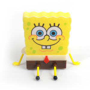 Cute Cartoon Dishwashing Sponge with Holder Drain Rack INS Kitchen Cleaning Tool Organizer Storage