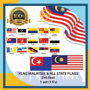 Bendera Negeri Malaysia 1 set  / All State Flag / Malaysia Flag / Bendera Malaysia / Bendera 15pcs 3x6 Feet 1 Set 國旗  州旗