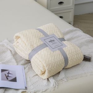 Multi Functional Thickened Blanket Microfiber Fluffy Solid Color Sofa Blanket French Velvet Travel Blanket Queen Size Ready Stock