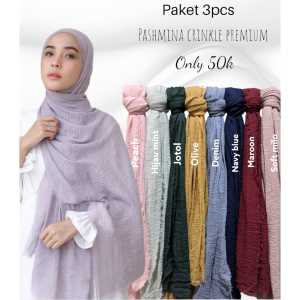 Paket 50ribu Dapat 3 Pcs Pashmina Crinkle Premium Bisa Riquest warna