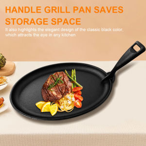 Heavy Duty Cast Iron Fajita Skillet 10.6x6.89in Oval Shape for Grilling and Searing in Kitchen or Restaurant Use