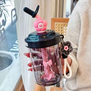 WU552 Dust Cap Water Bottle High-capacity Heat-resistant Drinking Cup Drinkware Cartoon Tea Kettle Fruit Juice