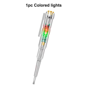 ปากกาวัดไฟ ปากกาเช็คไฟ ปากกาทดสอบไฟฟ้า ปากกาทดสอบแรงดันไฟฟ้า มีไฟ LED สองสี ไขควงใบมีดแบน LED ตรวจจับสายไฟ ดินสอทดสอบ การทดสอบเปิด-ปิด