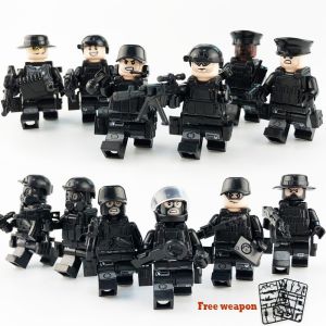 FUNToy 12 PCS SWAT Tentara Militer Minifigures Mainan Kit Bangunan Mainan Blok Bangunan Blok Bangunan Tokoh Militer Tentara Membangun Batu Bata Mainan Mainan Anak-Anak untuk Anak Laki-laki Perempuan Kompatibel dengan Semua Merek