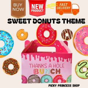 Donut Favors Boxes Donut Treat Boxes Donut Cake Loot Box Candy Cookie Goody Containers Kids Birthday